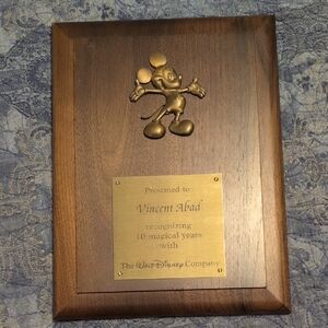 Disney Bronze Mickey Mouse Wooden Plaque